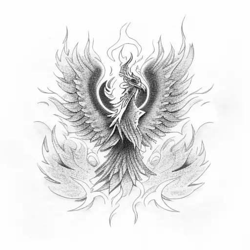 phoenix rising from flames tattoo design idea