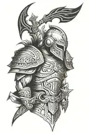 armor of god on shoulder; resilience and defiance; strength; 1/2 arm sleeve tattoo design idea