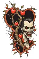 vampire bites apple tree branches tattoo design idea