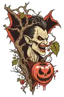 vampire bites apple tree branches tattoo design idea