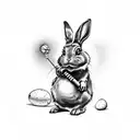 Easter bunny with a hand grenade  tattoo design idea