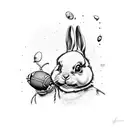 Easter bunny with a hand grenade  tattoo design idea