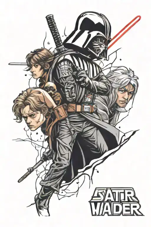 darth vader and anakin skywalker and naruto and spiderman tattoo design idea