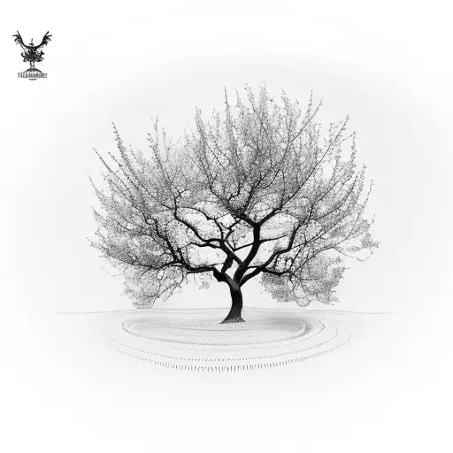 Tree no leaves with 90 degree bend in trunk tattoo design idea