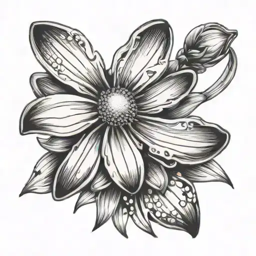 daisy flower with the name Cassidy Reece and Bailey rain tattoo design idea
