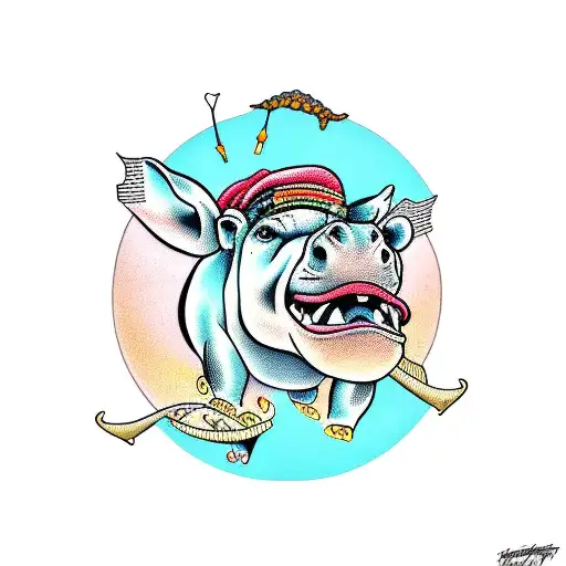 Hippopotamus tattoo design idea