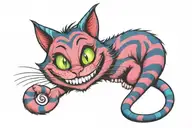 disney alice in wonderland cheshire cat smile tattoo design idea