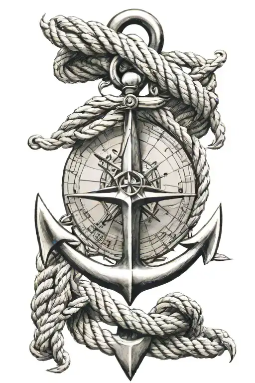 anchor compass sailing rope spread out  tattoo design idea
