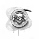 create a beautiful tattoo design with only need to have marble broke face in center and an old school microphone a spool tattoo design idea