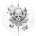 create a beautiful tattoo design with only need to have marble broke face in center and an old school microphone a spool tattoo design idea