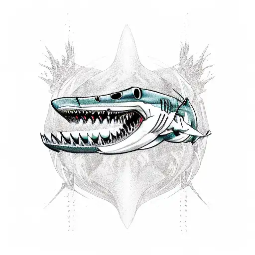 Phoenix plus shark combined and put the infinity symbol on the monster head tattoo design idea