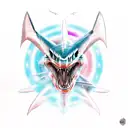 Phoenix plus shark combined and put the infinity symbol on the monster head tattoo design idea