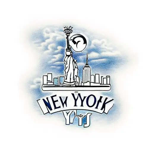 New York City with yankees logo in the middle tattoo design idea
