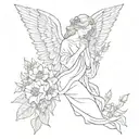floral with biblical accurate angel tattoo design idea