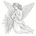 floral with biblical accurate angel tattoo design idea