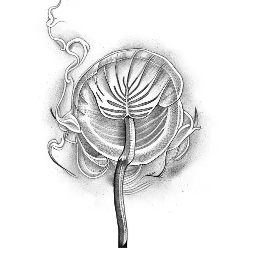 A monstera adansonii plant made of smoke tendrils tattoo design idea