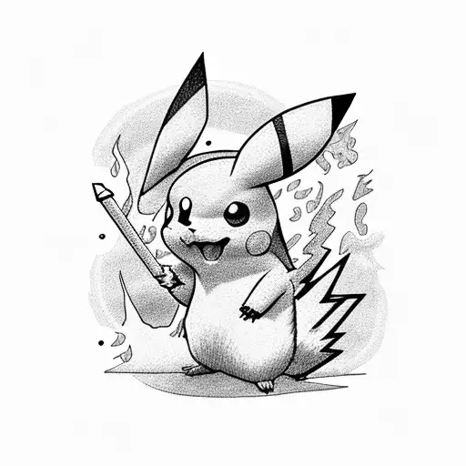 Pikachu thunder bolt tattoo design idea