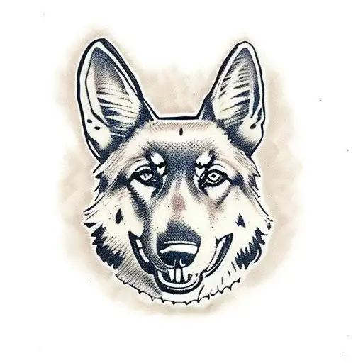 German Shepard with dead bobcat tattoo design idea