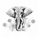 Elephant With rose tattoo design idea