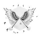 music note with angel wings  tattoo design idea