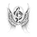 music note with angel wings  tattoo design idea