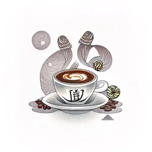 coffee with gingerbread tattoo design idea