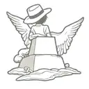 In memory of bff with luffy's hat on a tomb stone angel laying tattoo design idea