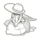 In memory of bff with luffy's hat on a tomb stone angel laying tattoo design idea