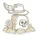 In memory of bff with luffy's hat on a tomb stone angel laying tattoo design idea