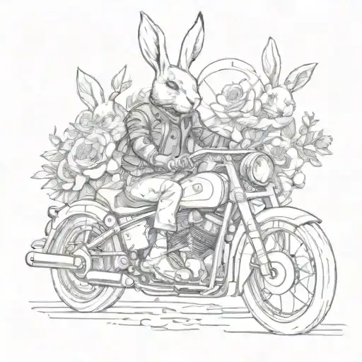 guitarist tattoo, metal music, flowers, motorcycles and bunny in motorcycle helm tattoo design idea