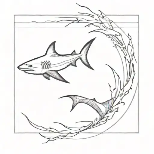 shark looking at scuba diver tattoo design idea