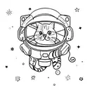 cat in space tattoo design idea