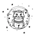 cat in space tattoo design idea