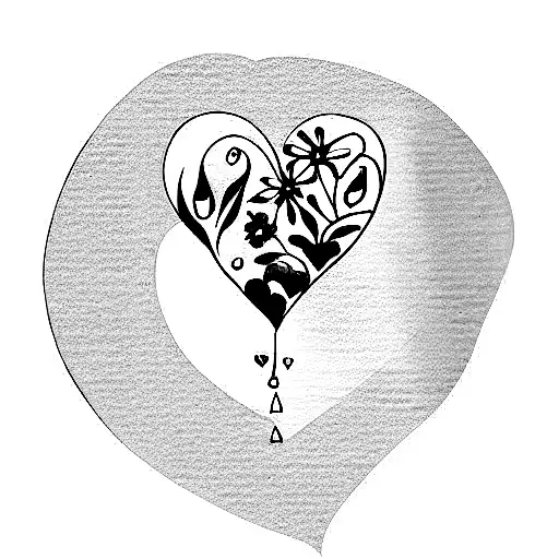 heart, diamond, flowers, love, watercolour tattoo design idea