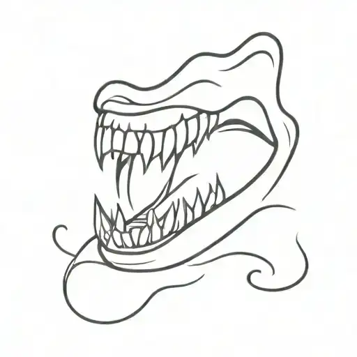 front crooked tooth ocean tattoo design idea