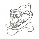 front crooked tooth ocean tattoo design idea