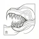 front crooked tooth ocean tattoo design idea