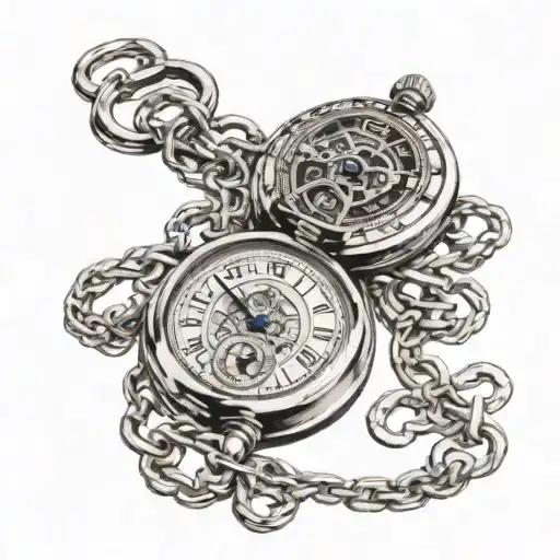poket Watch with chain and dates 28-8-1960 and 25-03-2024 tattoo design idea