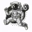 astronaut floating in space tattoo design idea
