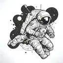 astronaut floating in space tattoo design idea