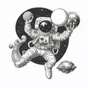 astronaut floating in space tattoo design idea