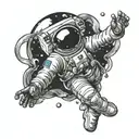 astronaut floating in space tattoo design idea