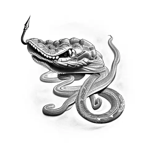 serpiente caballero con armadura y espada tattoo design idea