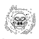skull biting pool 8 ball tattoo design idea
