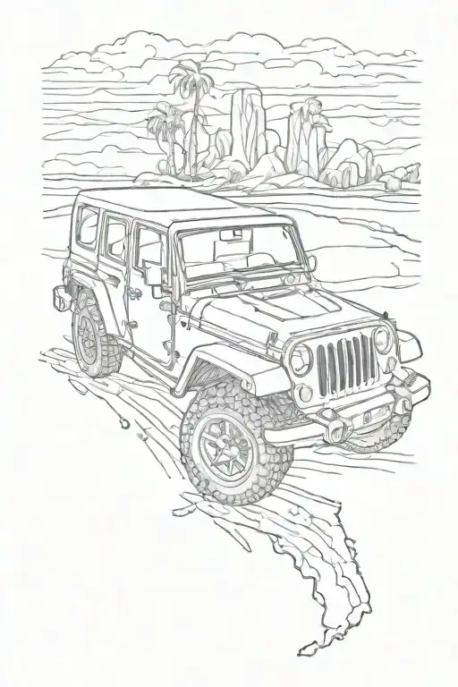 jeep line tattoo with Florida outline tattoo design idea