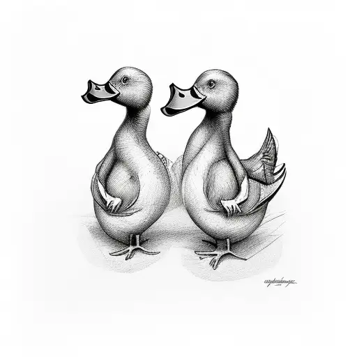 Banana duck matching couple  tattoo design idea