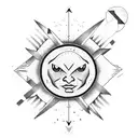 shit and toilet paper with arrow spelling out "kinkay" pointing to a sun and moon interlocked together  tattoo design idea