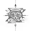 shit and toilet paper with arrow spelling out "kinkay" pointing to a sun and moon interlocked together  tattoo design idea