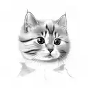 cute cat with a tail that turns into an iris flower tattoo design idea