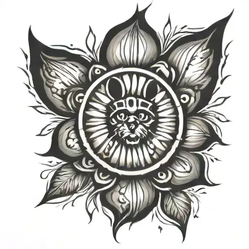 paw print and sunshine rays radiating tattoo design idea